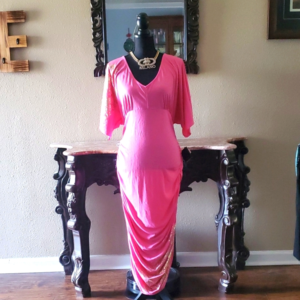 BABY PHAT BATWING SLEEVE WOMAN MIDI DRESS PINK SIZE 1X
